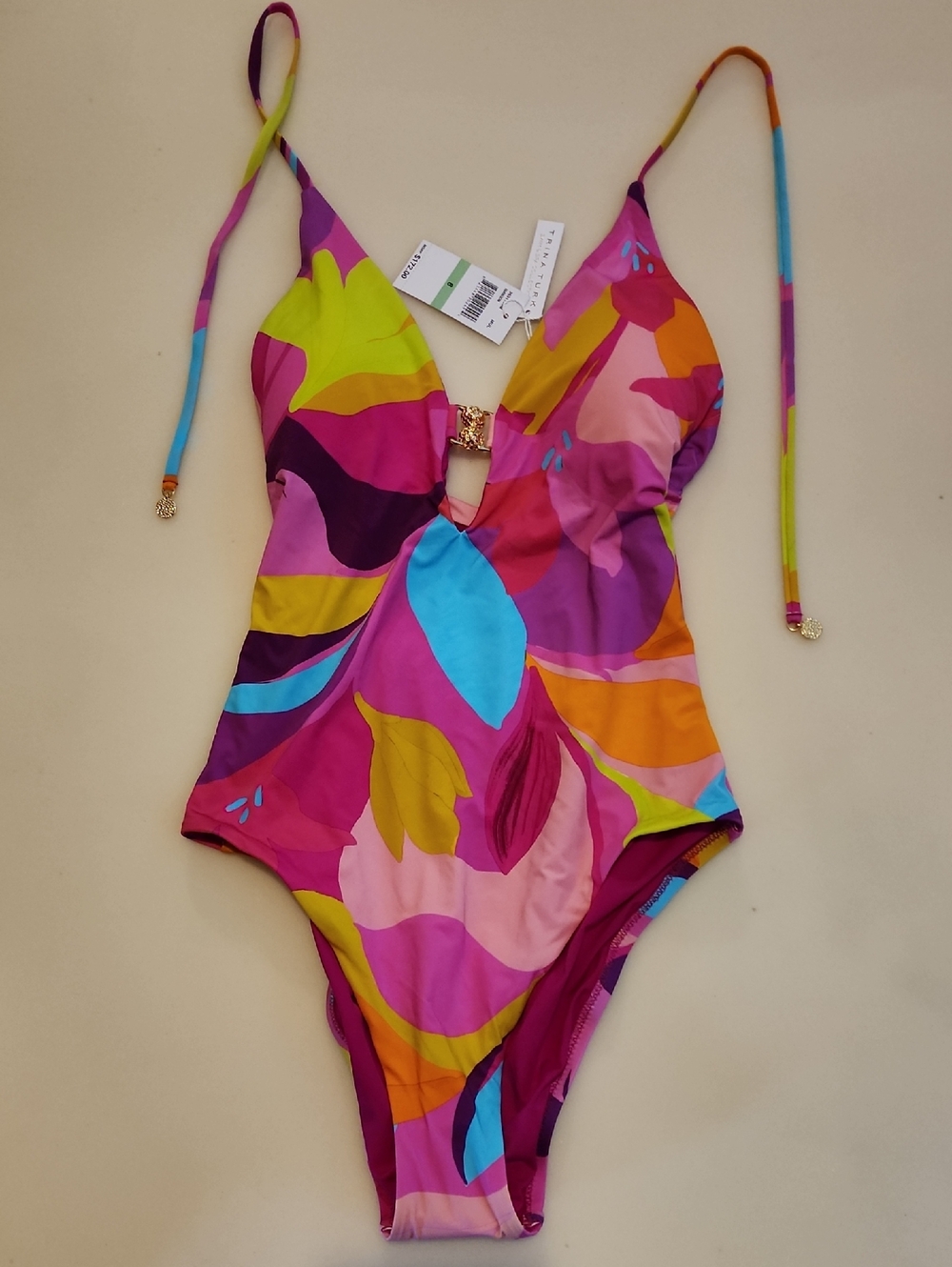 NWT Trina Turk Lilleth Halter Plunge One-Piece Bathing Suit - Size 8